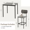 Bar table, counter height dining table set of 4, retro dining table and 4 bar chairs, space saving (black oak) bar table