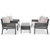 4-Piece Rope Patio Furniture Set, Outdoor Furniture with Tempered Glass Table