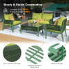 4-Piece Rope Patio Furniture Set, Outdoor Furniture with Tempered Glass Table