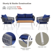 4-Piece Patio Furniture Set, Outdoor Furniture with Acacia Wood Table