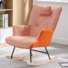 35.5 inch Rocking Chair, Reading Chair, Balcony Chair,Soft Houndstooth Fabric Leather Fabric Rocking Chair for Nursery