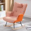 35.5 inch Rocking Chair, Reading Chair, Balcony Chair,Soft Houndstooth Fabric Leather Fabric Rocking Chair for Nursery