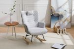 35.5 inch Rocking Chair, Soft Houndstooth Fabric Leather Fabric Rocking Chair for Nursery