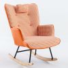 35.5 inch Rocking Chair, Reading Chair, Balcony Chair,Soft Houndstooth Fabric Leather Fabric Rocking Chair for Nursery
