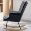 35.5 inch Rocking Chair, Reading Chair, Balcony Chair,Soft Houndstooth Fabric Leather Fabric Rocking Chair for Nursery