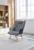 35.5 inch Rocking Chair, Soft Houndstooth Fabric Leather Fabric Rocking Chair for Nursery