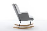 35.5 inch Rocking Chair, Soft Houndstooth Fabric Leather Fabric Rocking Chair for Nursery