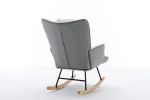 35.5 inch Rocking Chair, Soft Houndstooth Fabric Leather Fabric Rocking Chair for Nursery