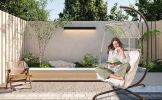 Swing Egg Chair with Stand Indoor Outdoor, UV Resistant Cushion Hanging Chair with Cup Holder