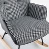35.5 inch Rocking Chair, Reading Chair, Balcony Chair,Soft Houndstooth Fabric Leather Fabric Rocking Chair for Nursery
