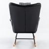 35.5 inch Rocking Chair, Reading Chair, Balcony Chair,Soft Houndstooth Fabric Leather Fabric Rocking Chair for Nursery