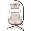 Swing Egg Chair with Stand Indoor Outdoor, UV Resistant Cushion Hanging Chair with Cup Holder
