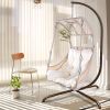 Swing Egg Chair with Stand Indoor Outdoor, UV Resistant Cushion Hanging Chair with Cup Holder