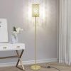 Modern Standing Lamp with Elegant Shade, LED Floor Lamp with On/Off Foot Switch Silver Finish Tall Pole Lamp Accent Lights