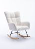 Rocking Chair, Soft Teddy Velvet Fabric Rocking Chair for Nursery