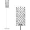Modern Standing Lamp with Elegant Shade, LED Floor Lamp with On/Off Foot Switch Silver Finish Tall Pole Lamp Accent Lights