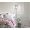 Modern Standing Lamp with Elegant Shade, LED Floor Lamp with On/Off Foot Switch Silver Finish Tall Pole Lamp Accent Lights