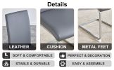 Table and chair set, large modern minimalist rectangular dining table, 0.39-inch black imitation marble tabletop and silver metal legs