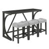 Bar Table Set with Power Outlet, Bar Table and Chairs Set, 4 Piece Dining Table Set, Industrial Breakfast Table Set, for Living Room, Dining Room