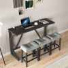 Bar Table Set with Power Outlet, Bar Table and Chairs Set, 4 Piece Dining Table Set, Industrial Breakfast Table Set, for Living Room, Dining Room