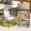 Swing Egg Chair with Stand Indoor Outdoor, UV Resistant Cushion Hanging Chair with Cup Holder