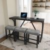 Bar Table Set with Power Outlet, Bar Table and Chairs Set, 4 Piece Dining Table Set, Industrial Breakfast Table Set, for Living Room, Dining Room