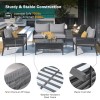4-Piece Rope Patio Furniture Set, Outdoor Furniture with Tempered Glass Table