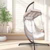 Swing Egg Chair with Stand Indoor Outdoor, UV Resistant Cushion Hanging Chair with Cup Holder