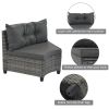 8-pieces Outdoor Wicker Round Sofa Set, Half-Moon Sectional Sets All Weather, Curved Sofa Set With Rectangular Coffee Table